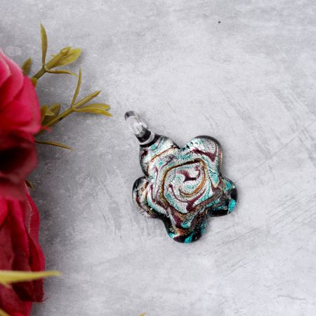 Flower Multicolor Lampwork Glass Pendant for Jewellry Making - 1 Piece